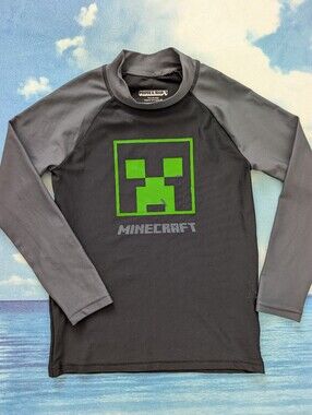 Minecraft Youth Long Sleeve Swim Shirt 8Y